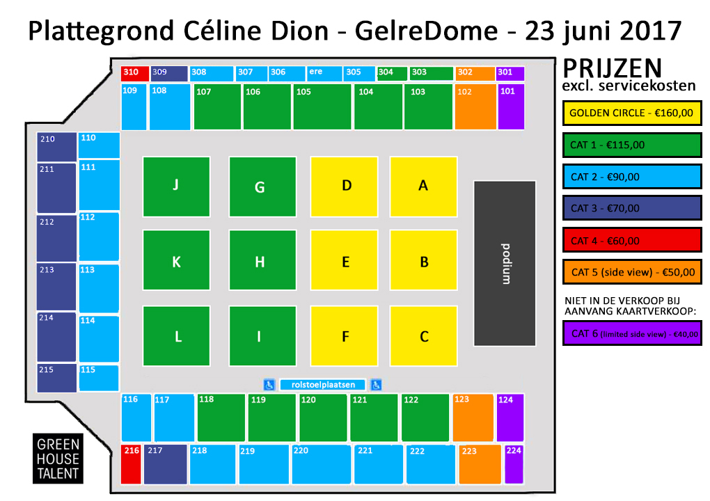 Céline Dion Gelredome concert Nederland plattegrond